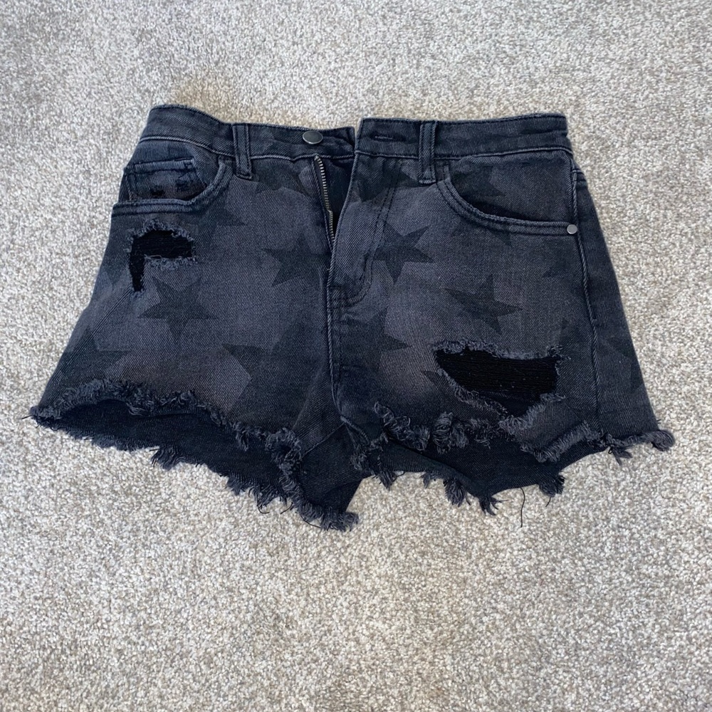 Material girl star print jean shorts